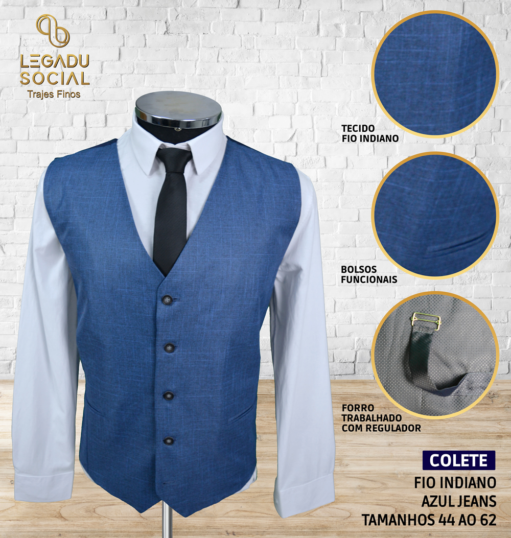 Colete Fio Indiano Azul Jeans