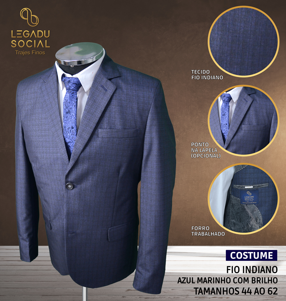 Costume Fio Indiano Azul Marinho com Brilho