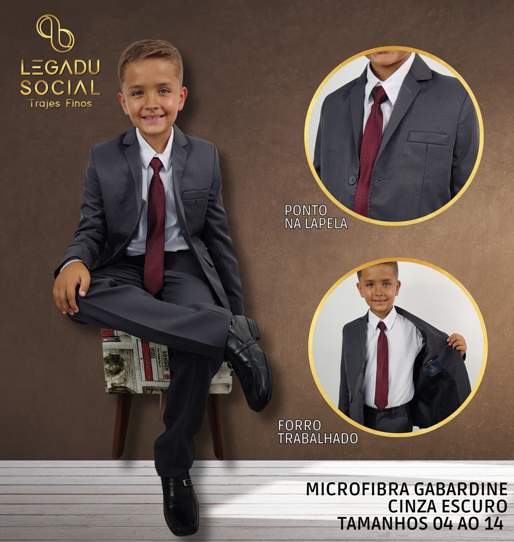 Microfibra Infantil Gabardine Cinza Escuro