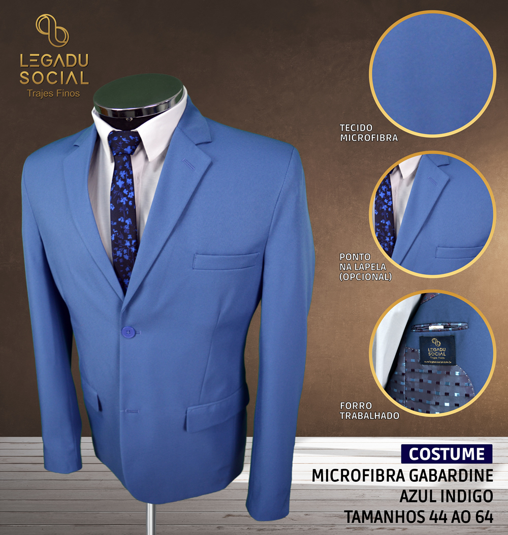 Costume Microfibra Gabardine Azul Indigo