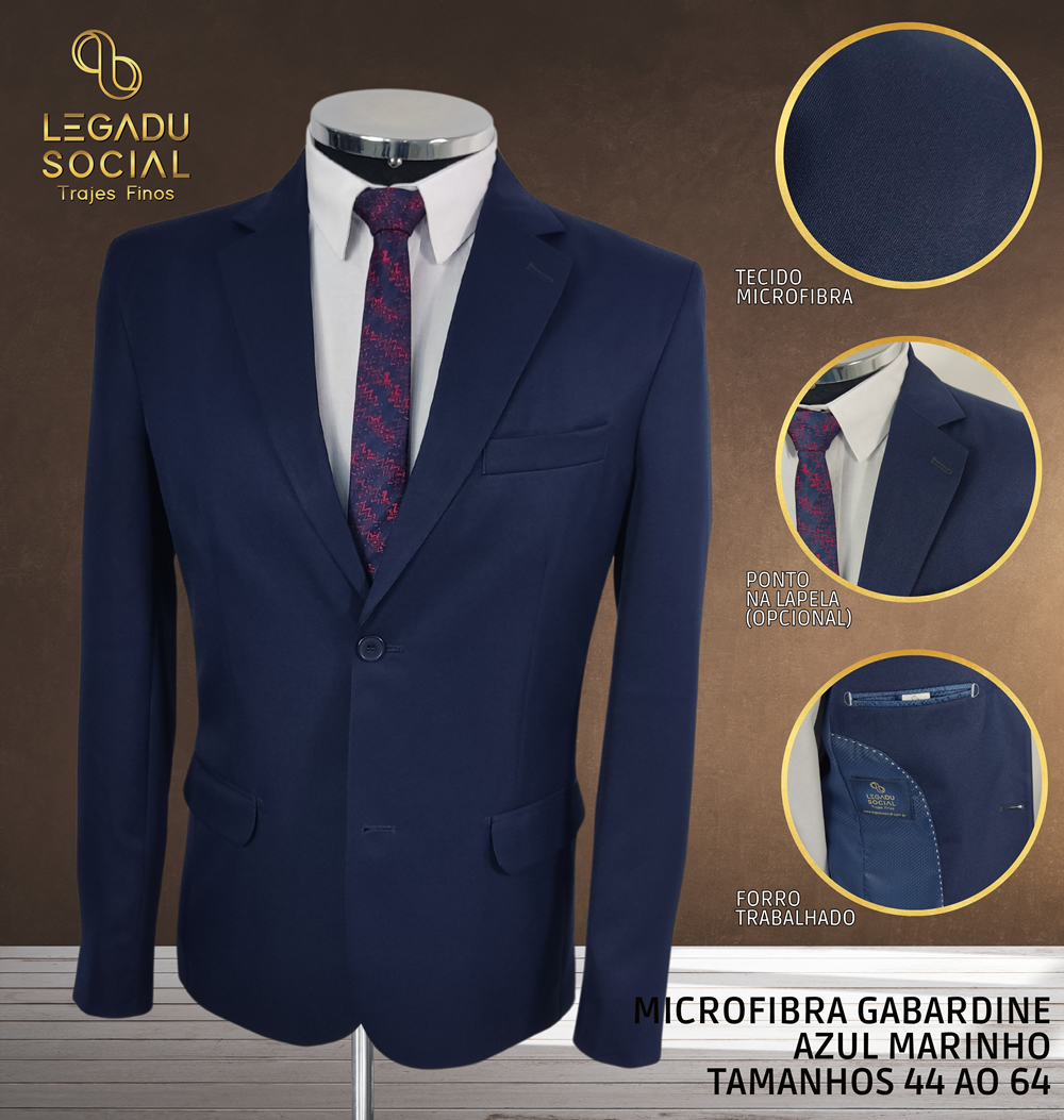Costume Microfibra Gabardine Azul Marinho