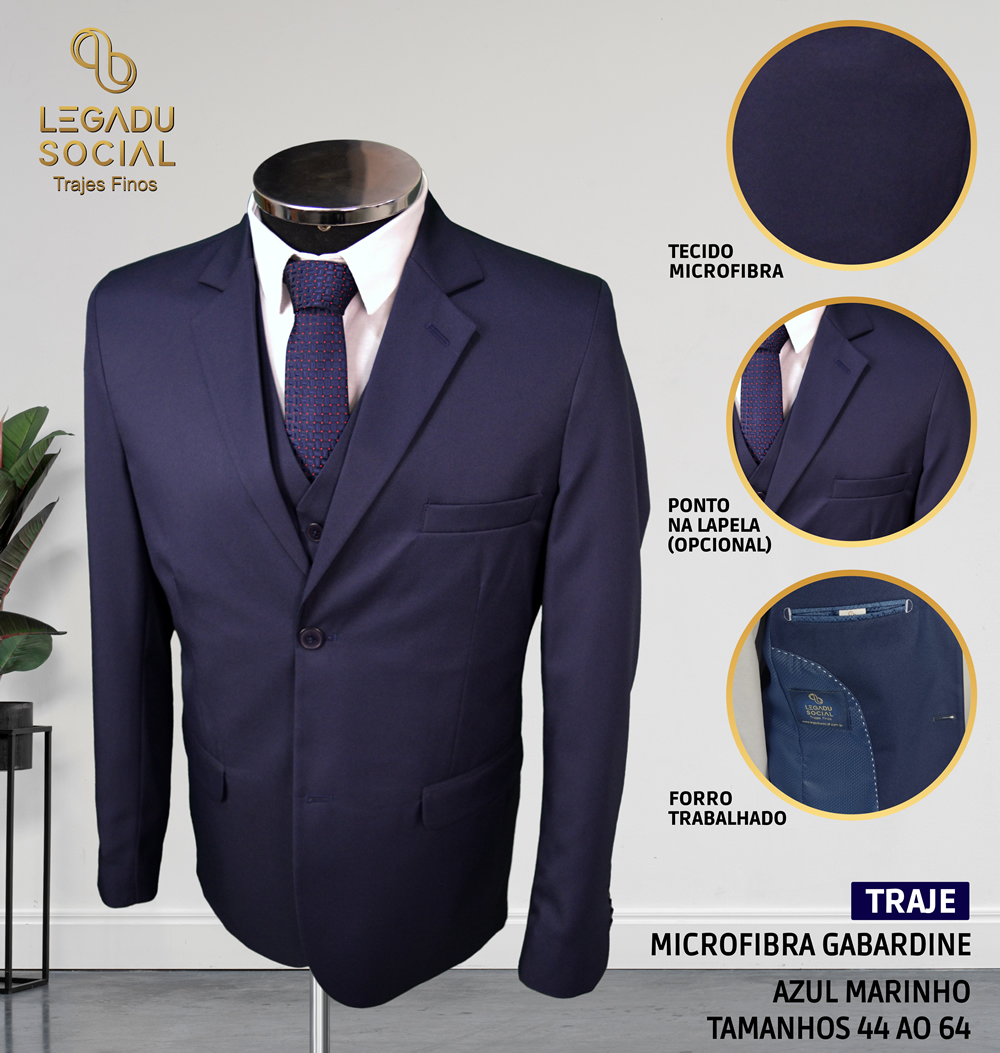 Traje Microfibra Gabardine Azul Marinho