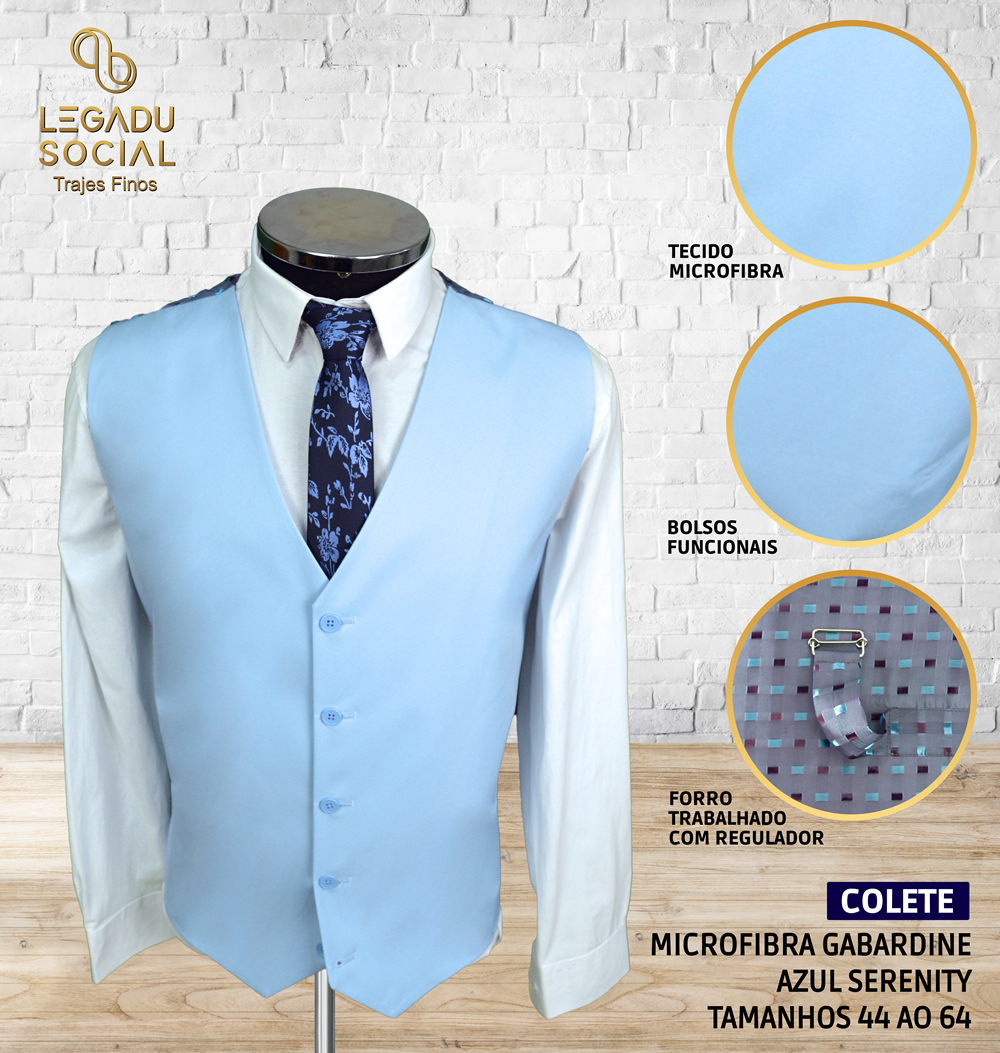 Colete Microfibra Gabardine Azul Serenity