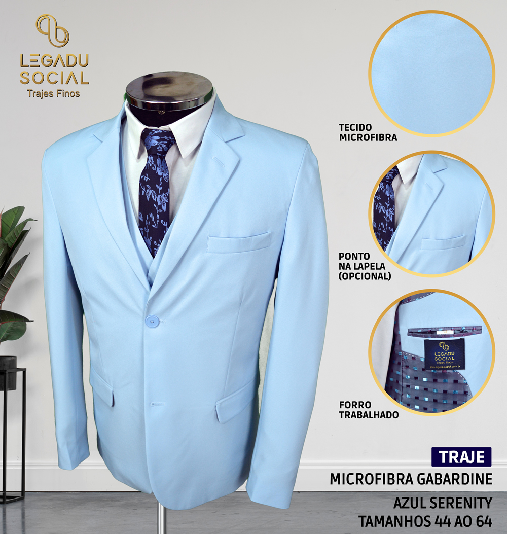 Traje Microfibra Gabardine Azul Serenity