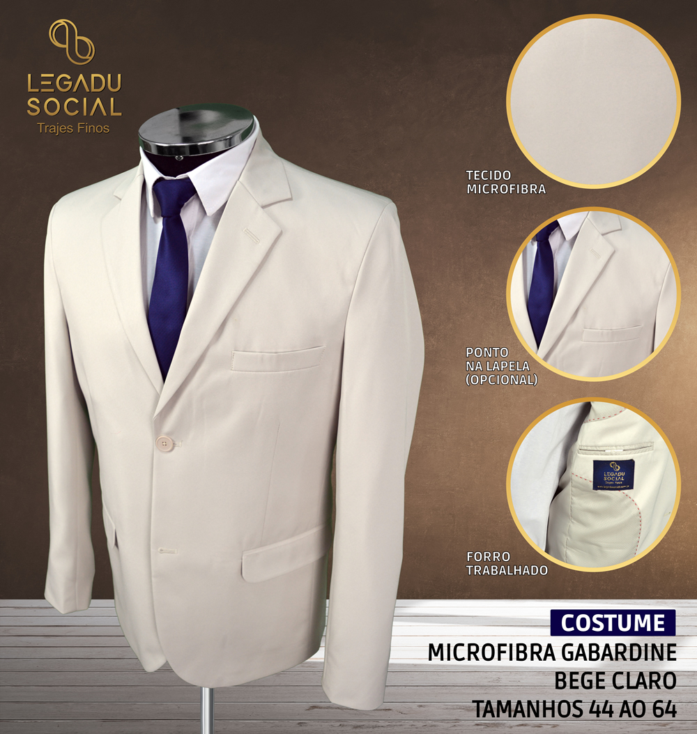 Costume Microfibra Gabardine Bege Claro