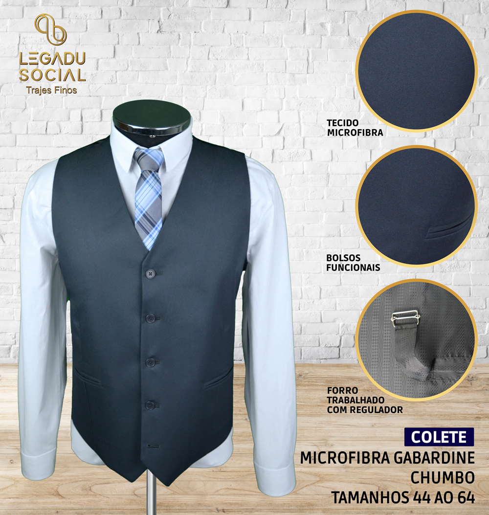 Colete Microfibra Gabardine Chumbo