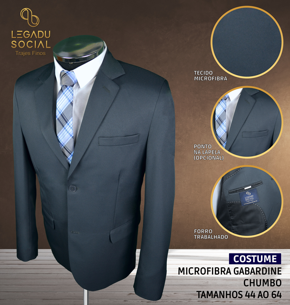 Costume Microfibra Gabardine Chumbo