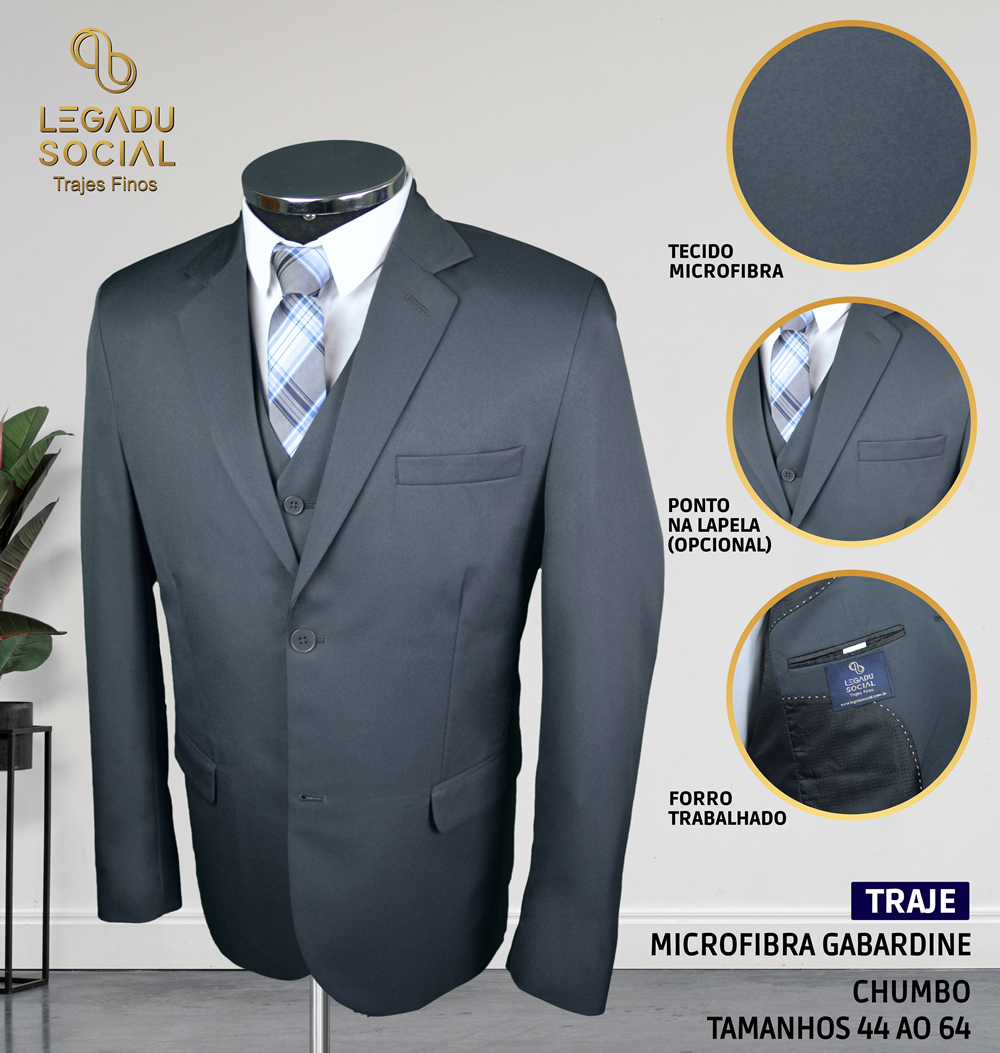 Traje Microfibra Gabardine Chumbo
