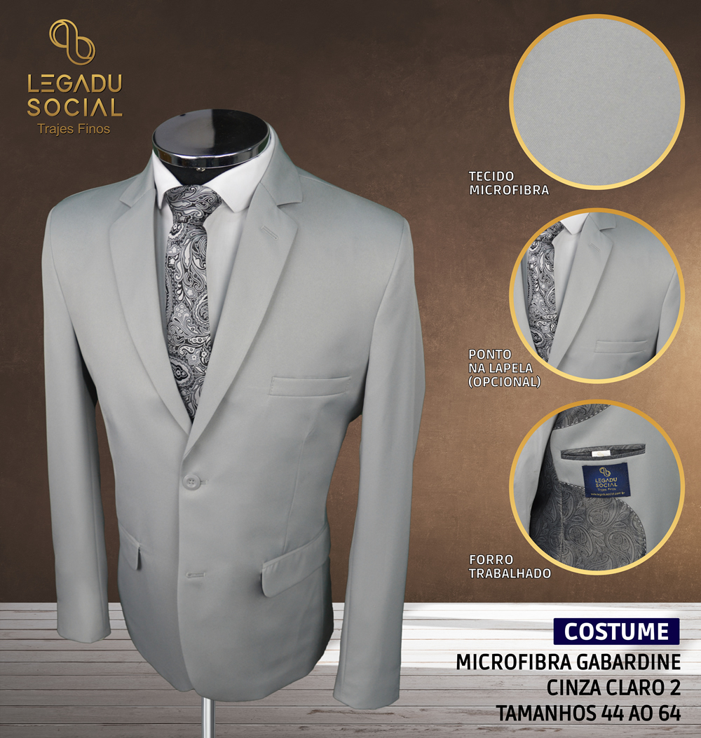 Costume Microfibra Gabardine Cinza Claro 2