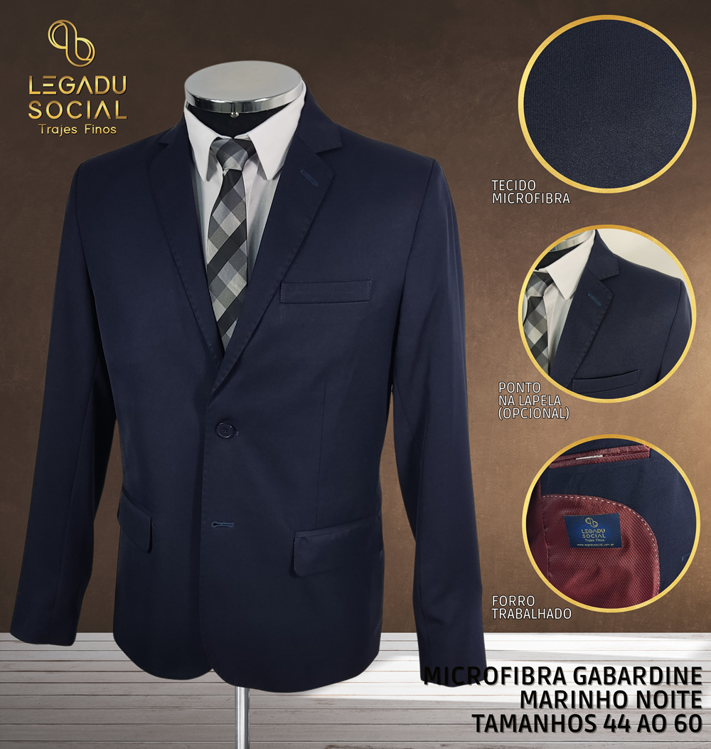 Costume Microfibra Gabardine Marinho Noite