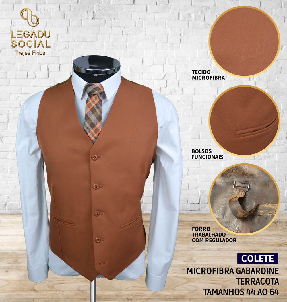 Colete Microfibra Gabardine Terracota