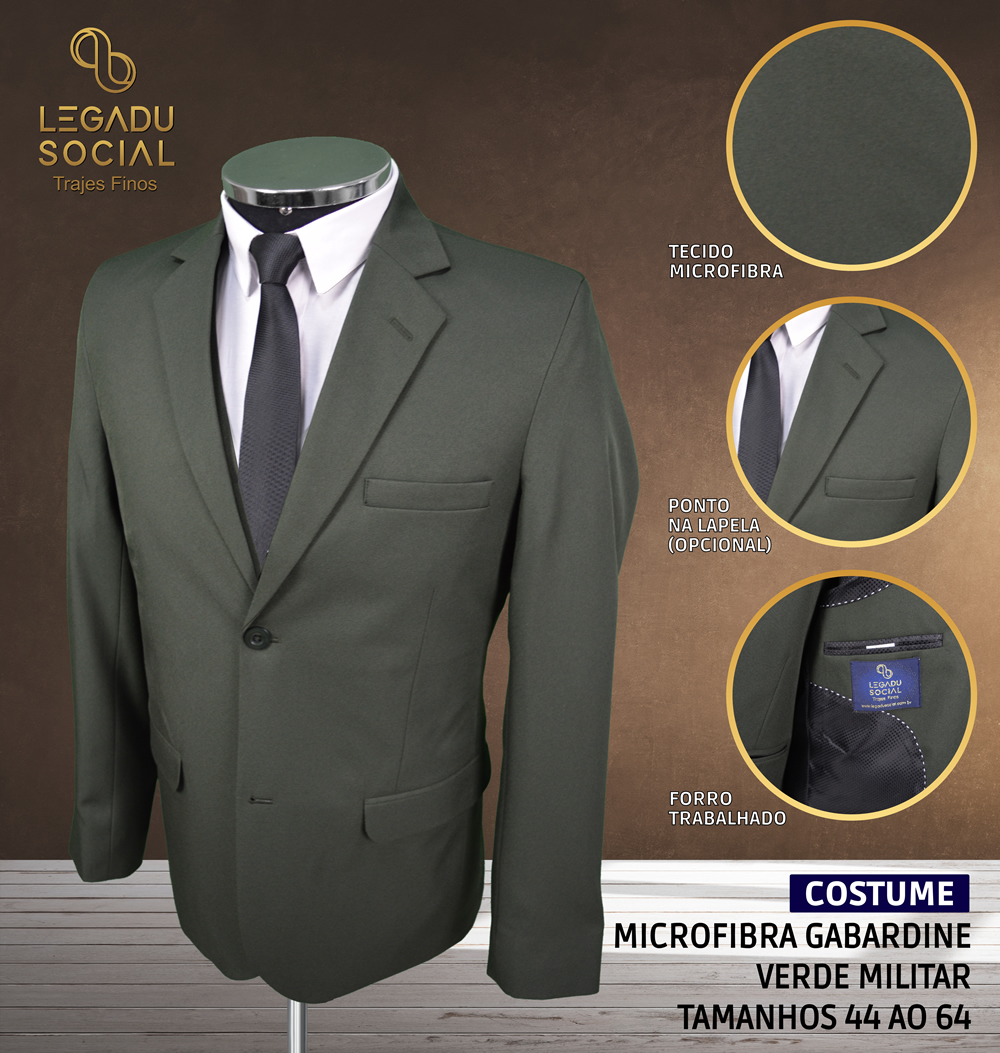 Costume Microfibra Gabardine Verde Militar