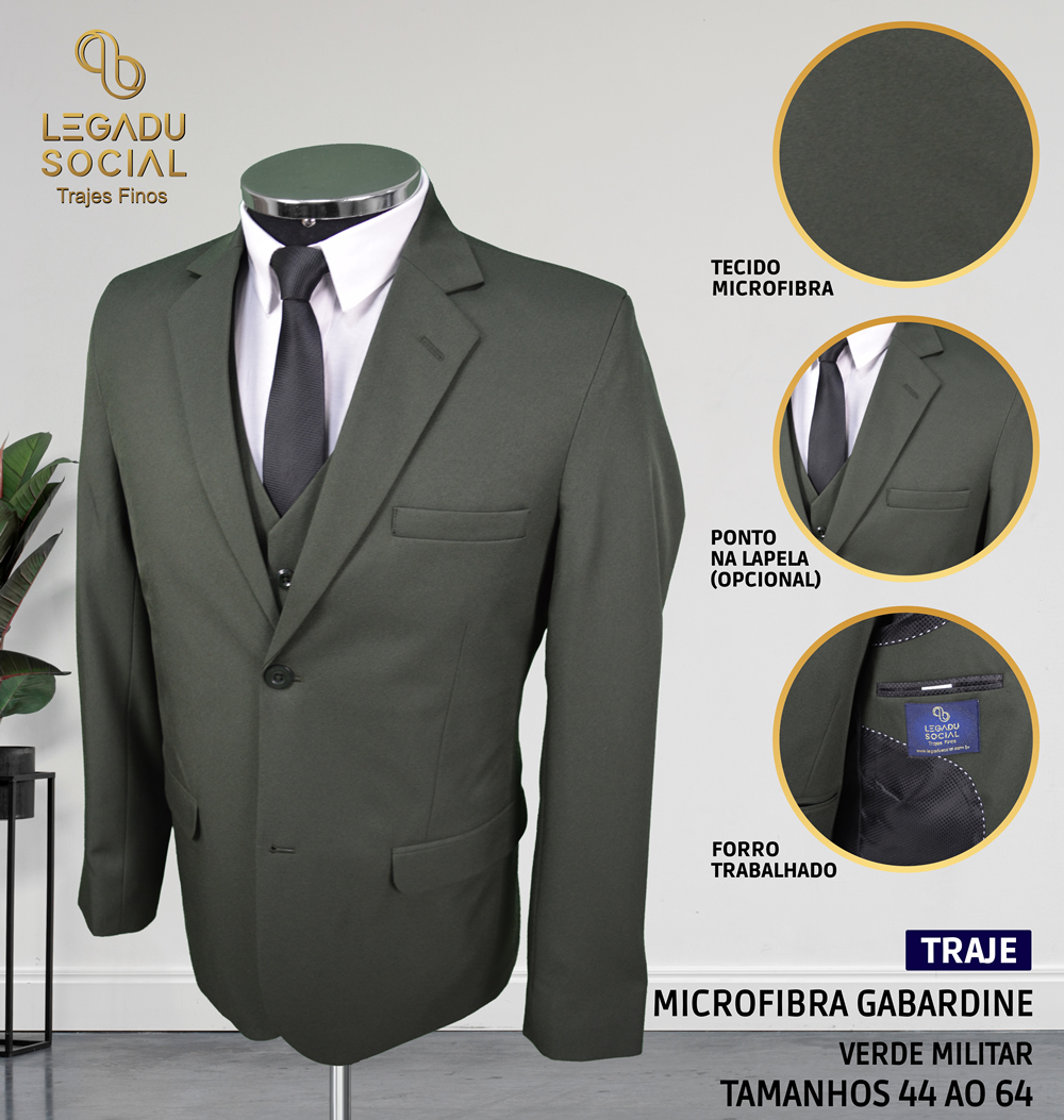 Traje Microfibra Gabardine Verde Militar
