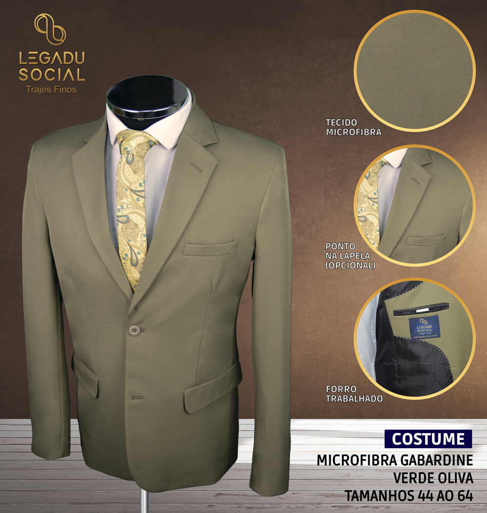 Costume Microfibra Gabardine Verde Oliva