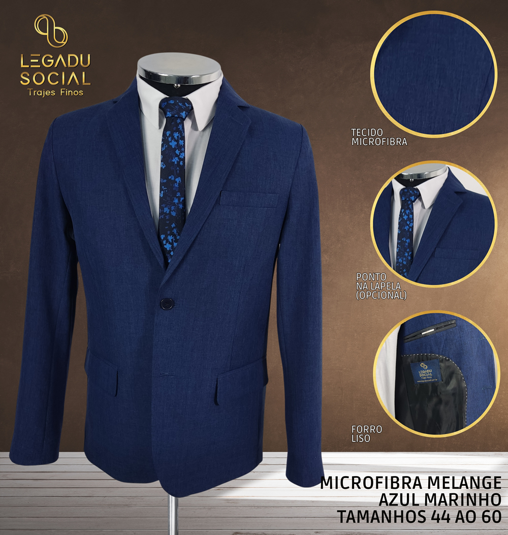 Costume Microfibra Melange Azul Marinho