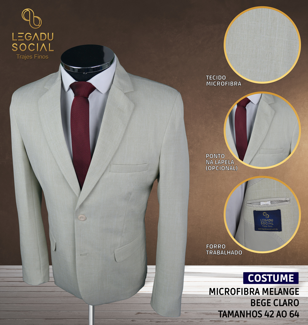 Costume Microfibra Melange Bege Claro