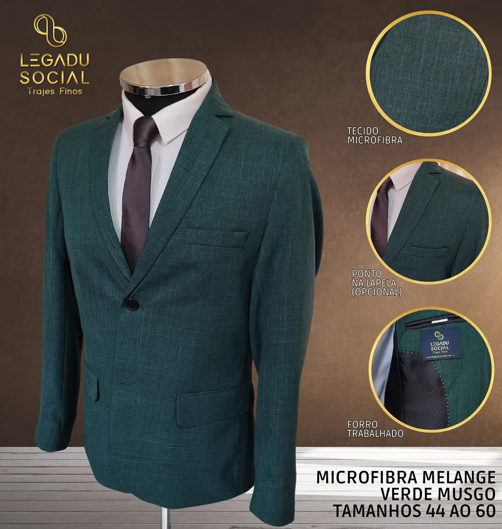 Costume Microfibra Melange Azul Serenity Verde Musgo