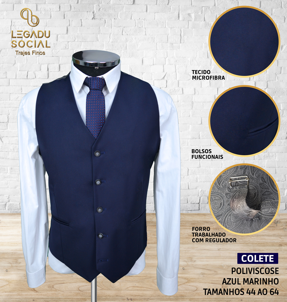 Colete Poliviscose Azul Marinho