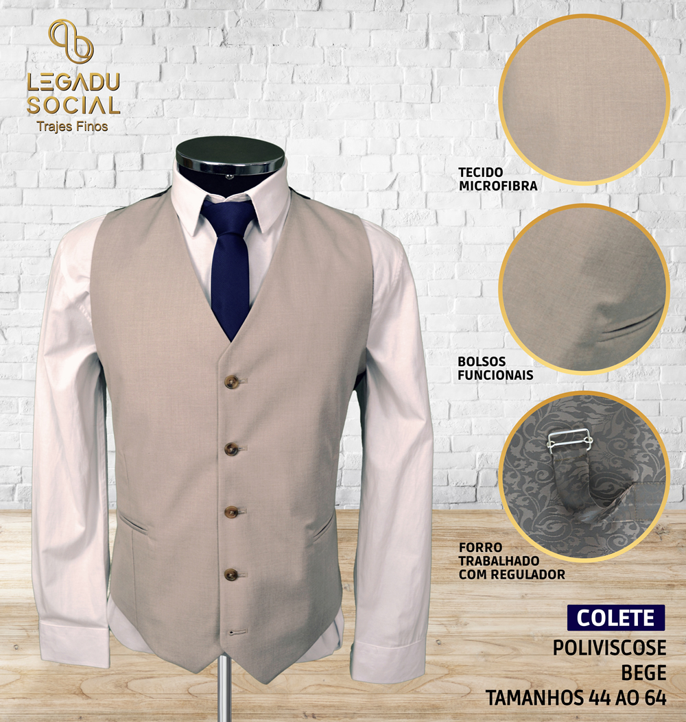 Colete Poliviscose Bege