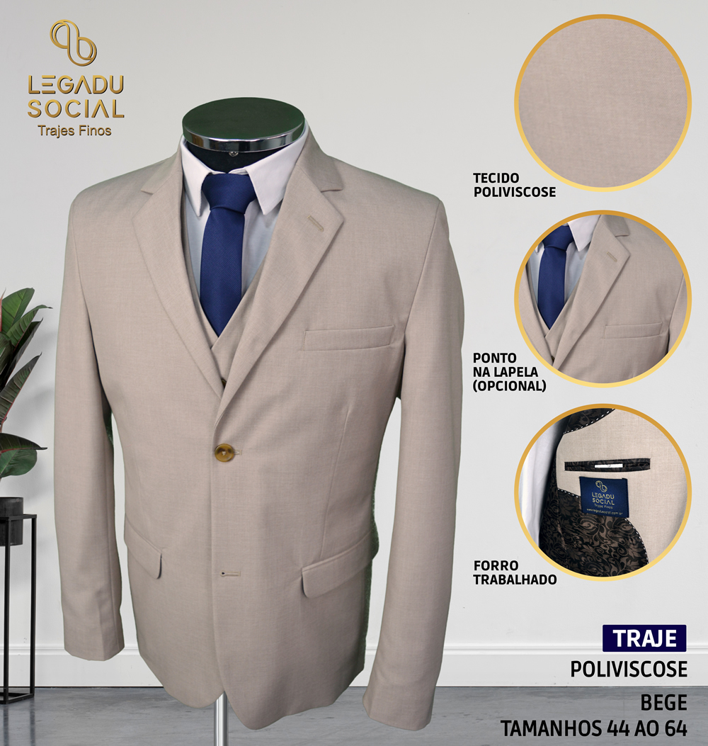 Traje Poliviscose Cinza Calcário