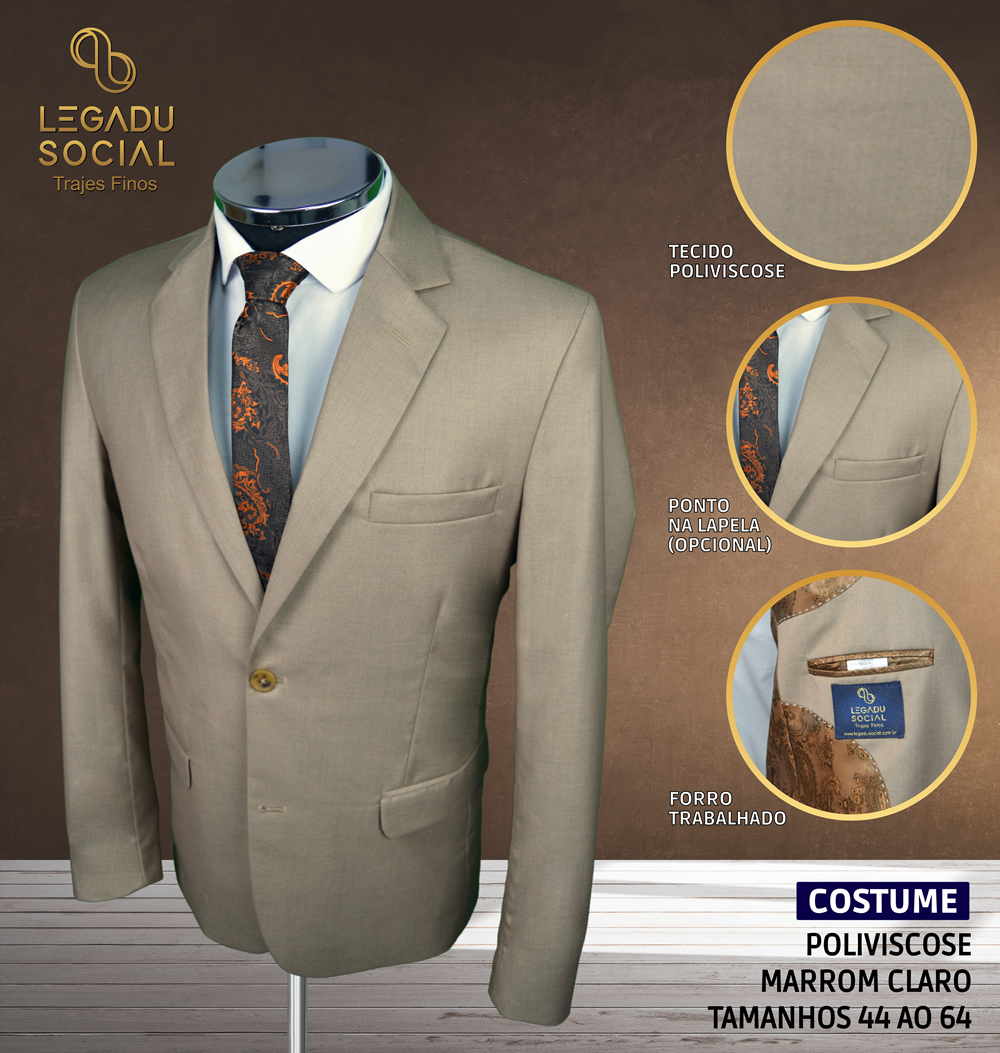 Costume Poliviscose Marrom Claro