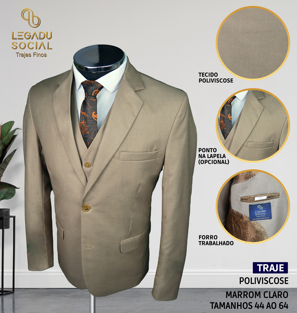 Traje Poliviscose Marrom Claro