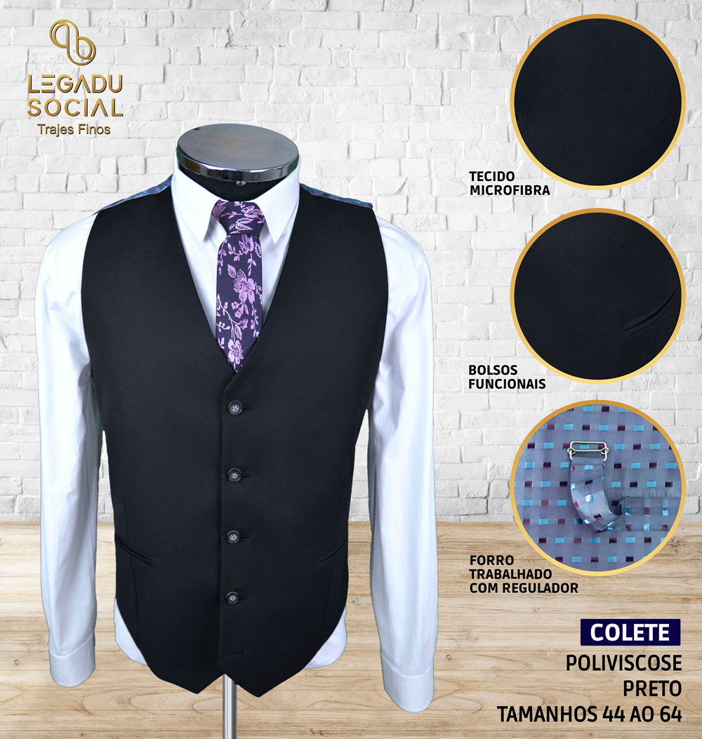 Colete Poliviscose Preto