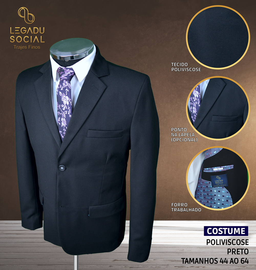 Costume Poliviscose Preto
