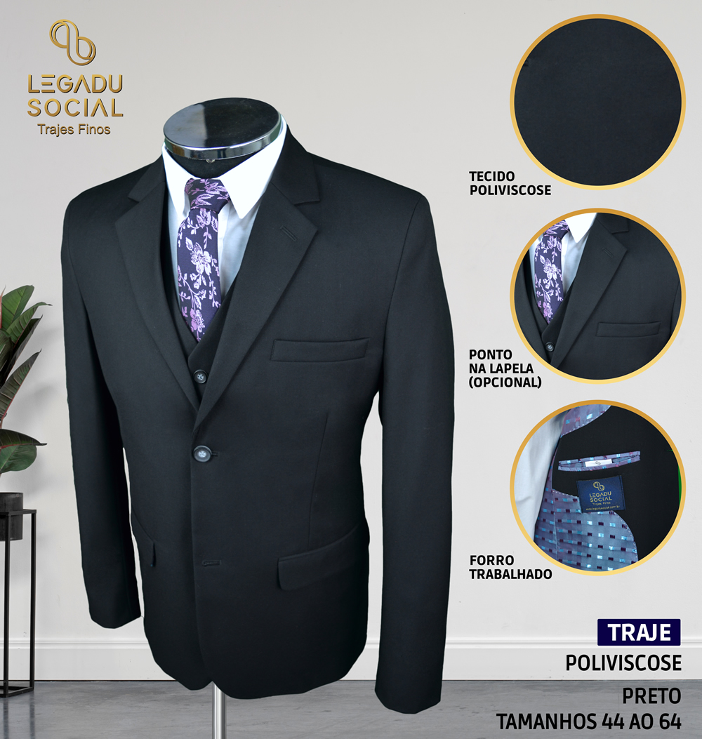 Traje Poliviscose Preto